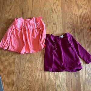Baby Girl1 2 Months Long-Sleeve Blouse Lot | 2 Pieces